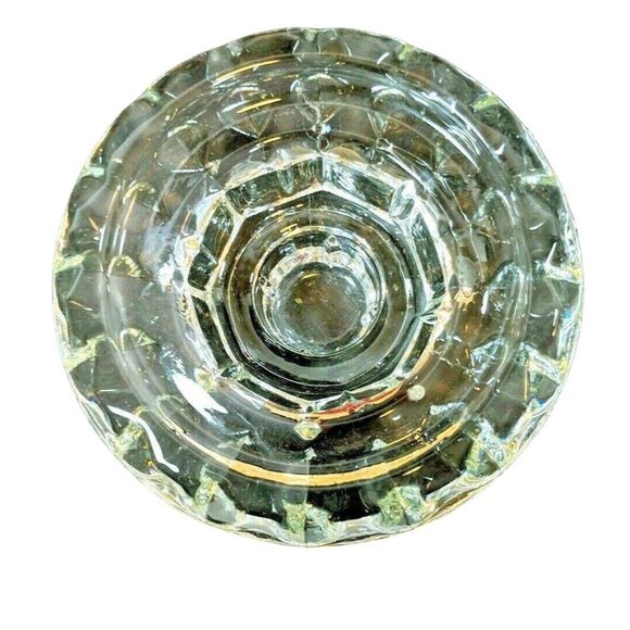 FACETED CRYSTAL ROUND PAIR OF VOTIVE OR TEA CANDLE HOLDERS 63h - Picture 5 of 6